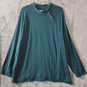Chico's Sz 3 XL Green Tunic Pockets Rayon Spandex Soft